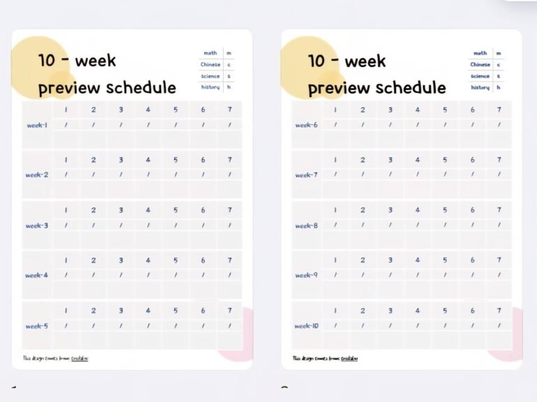 10週預習進度表